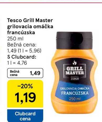 Tesco Grill Master grilovacia omáčka francúzska 250 ml