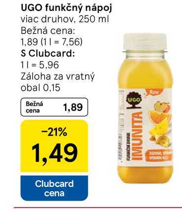 UGO funkčný nápoj viac druhov, 250 ml 