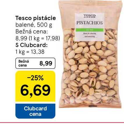 Tesco pistácie balené, 500 g