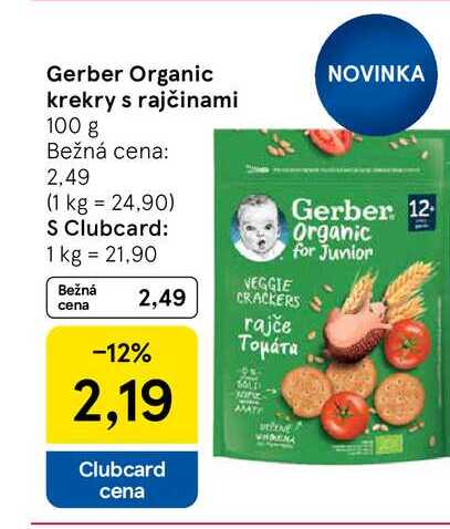 Gerber Organic krekry s rajčinami 100 g 