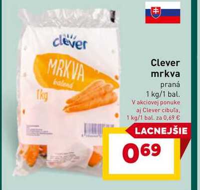 Clever mrkva praná 1 kg/1 bal.