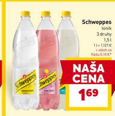 Schweppes tonik 3 druhy 1,5l