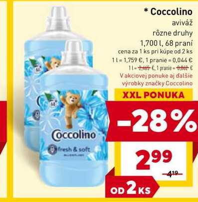 Coccolino aviváž rôzne druhy 1,700l, 68 praní