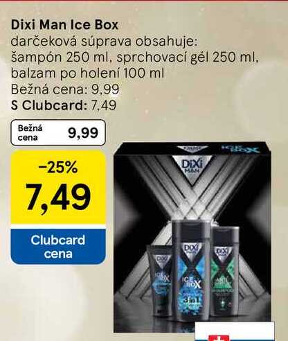 Dixi Man Ice Box darčeková súprava obsahuje: šampón 250 ml, sprchovací gél 250 ml balzam po holení 100 ml 