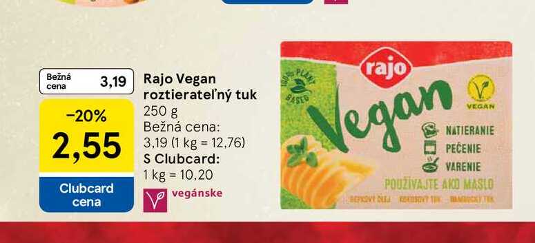 Rajo Vegan roztierateľný tuk 250 g