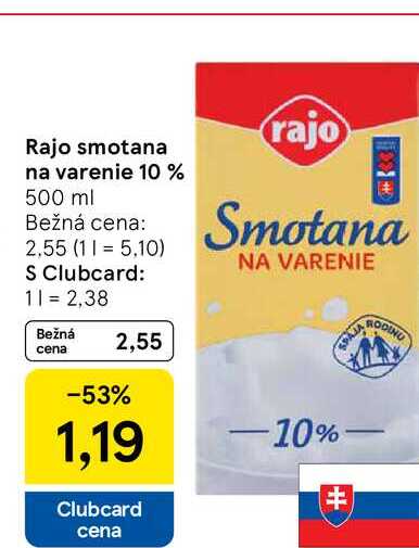 Rajo smotana na varenie 10 % 500 ml 