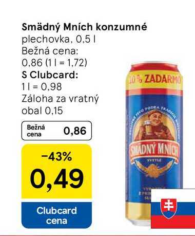 Smädný Mních konzumné plechovka, 0.5l