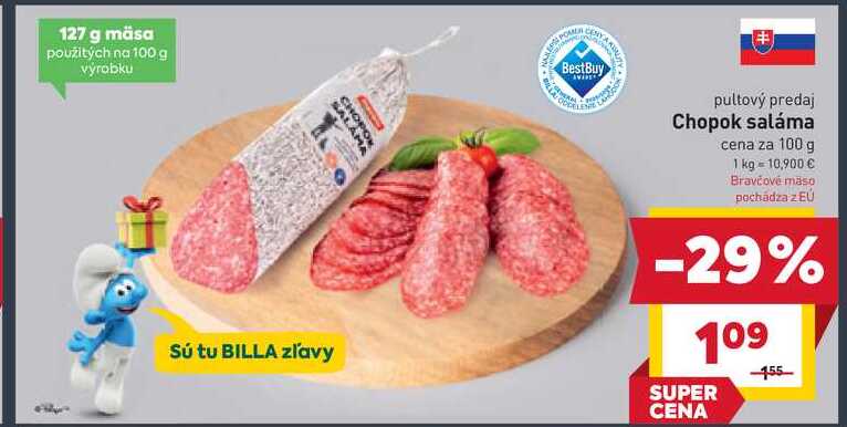 Chopok saláma cena za 100 g  