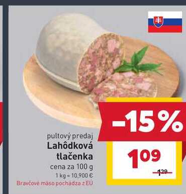 Lahôdková tlačenka cena za 100 g  