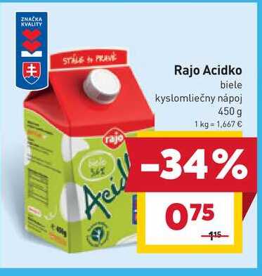 Rajo Acidko biele rajo kyslomliečny nápoj 450 g 