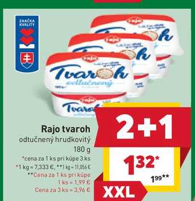 Rajo tvaroh odtučnený hrudkovitý 180 g