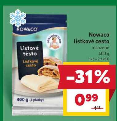 Nowaco lístkové cesto mrazené 400 g