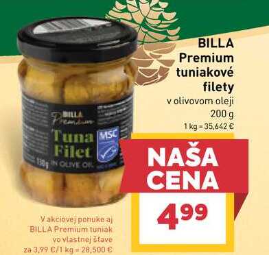 BILLA Premium tuniakové filety v olivovom oleji 200 g 