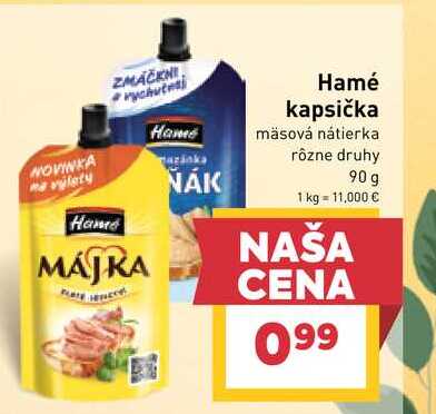 Hamé kapsička mäsová nátierka rôzne druhy 90 g