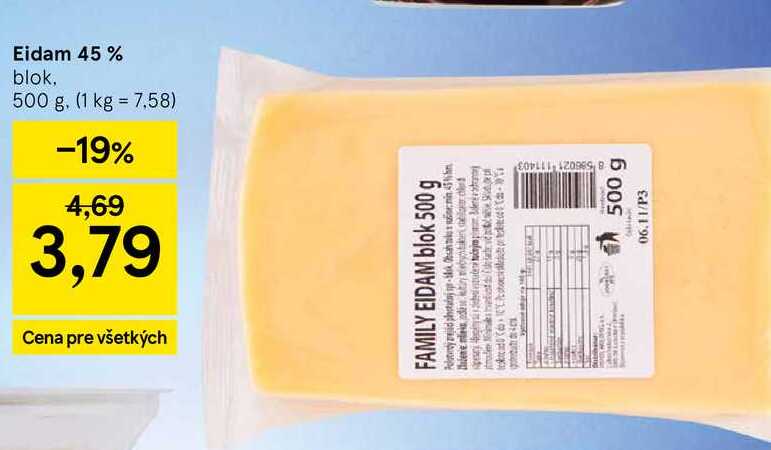 Eidam 45 % blok, 500 g