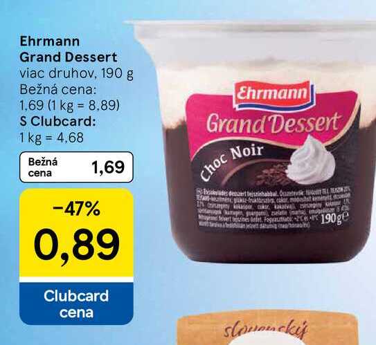 Ehrmann Grand Dessert viac druhov, 190 g