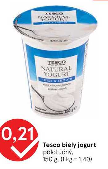Tesco biely jogurt polotučný 150 g