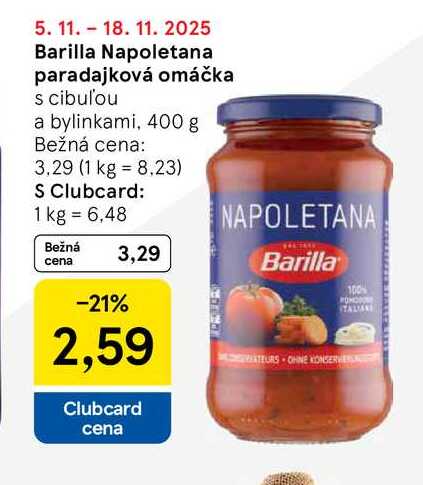 Barilla Napoletana paradajková omáčka s cibuľou a bylinkami, 400 g