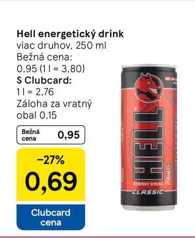 Hell energetický drink viac druhov, 250 ml 