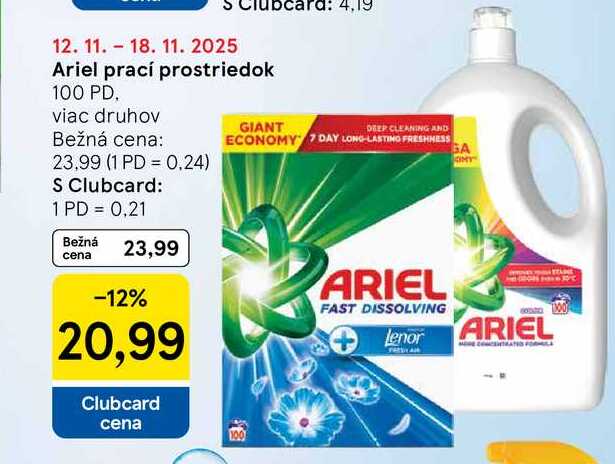 Ariel prací prostriedok 100 PD.