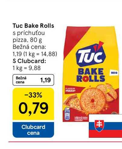 Tuc Bake Rolls s príchuťou pizza, 80 g