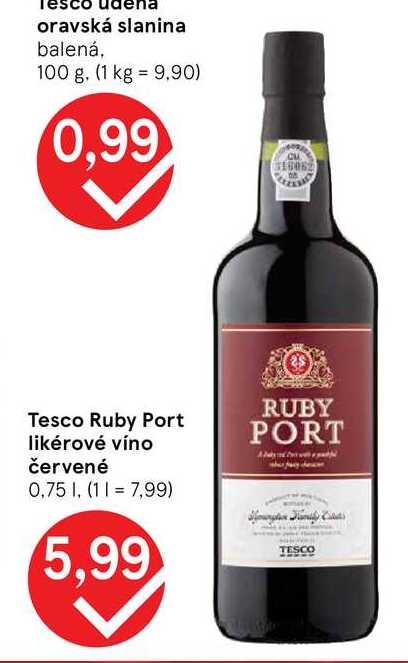 Tesco Ruby Port likérové víno červené 0,75 l