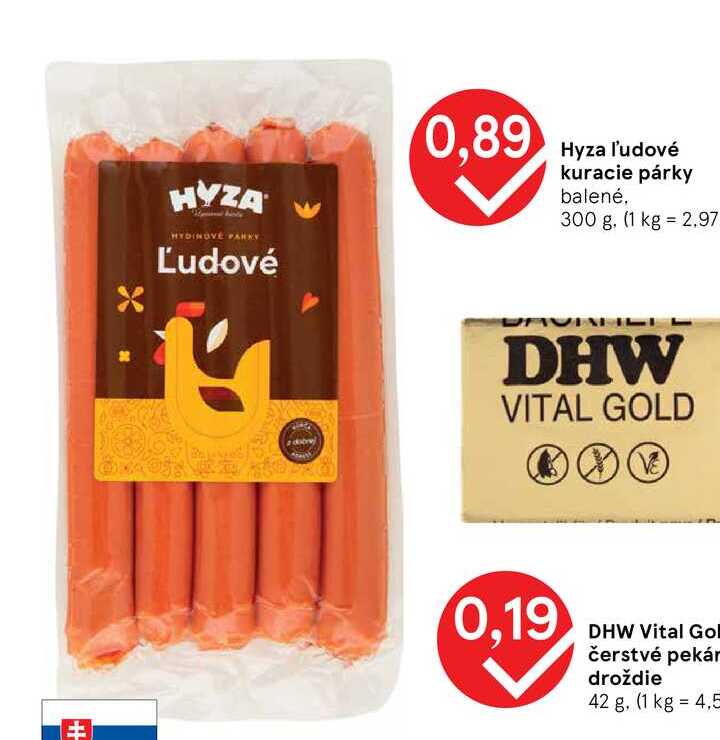 Hyza ľudové kuracie párky balené 300 g
