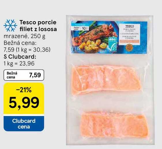 Tesco porcie filiet z lososa mrazené, 250 g