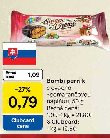 Bombi perník s ovocno-pomarančovou náplňou, 50 g