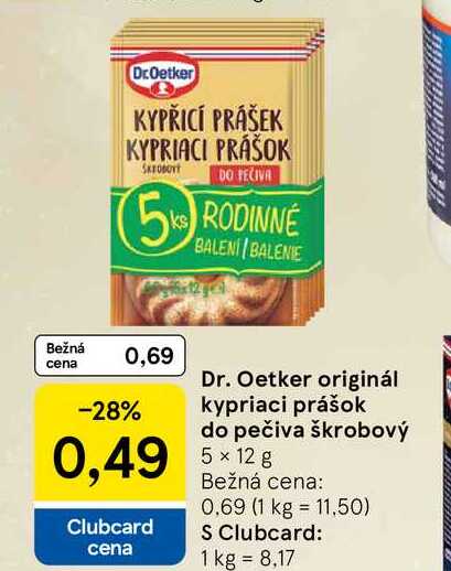Dr. Oetker originál kypriaci prášok do pečiva škrobový 5 x 12 g 