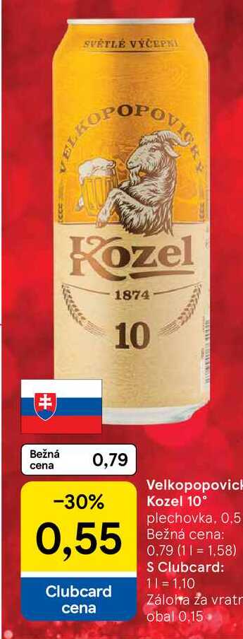Velkopopovický Kozel 10° plechovka, 0.5l