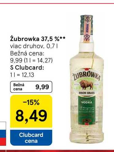 Żubrowka 37,5 % viac druhov, 0,7l