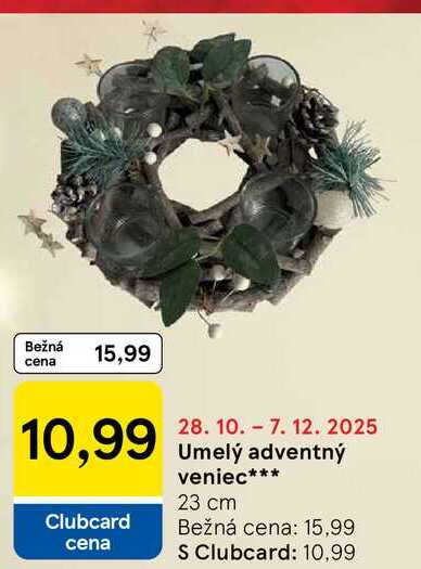 Umelý adventný veniec 23 cm