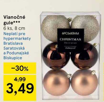 Vianočné gule 6 ks, 8 cm