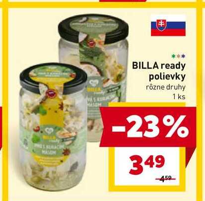 BILLA ready polievky rôzne druhy 1 ks