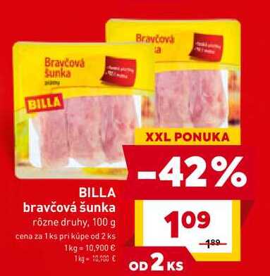 BILLA bravčová šunka rôzne druhy, 100 g