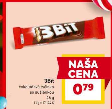 3Bit čokoládová tyčinka so sušienkou 46 g