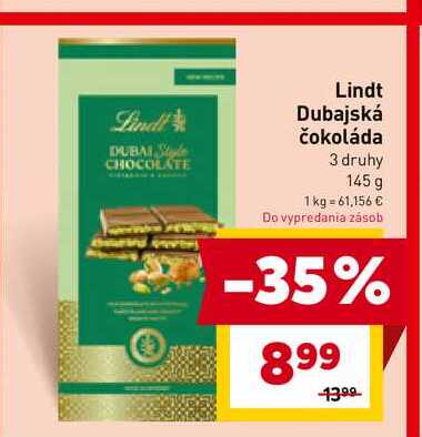 Lindt Dubajská čokoláda 3 druhy 145 g