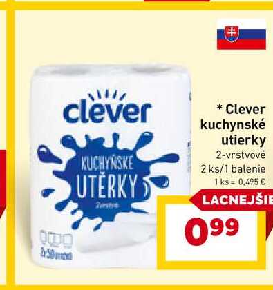Clever kuchynské utierky 2-vrstvové 2 ks/1 balenie