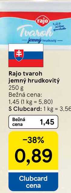 Rajo tvaroh jemný hrudkovitý 250 g