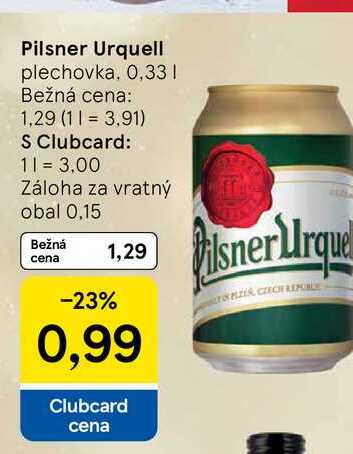 Pilsner Urquell plechovka, 0,33l
