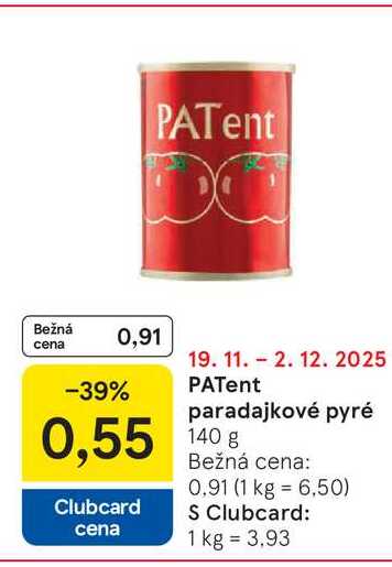 PATent paradajkové pyré 140g