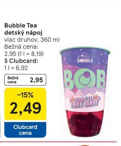 Bubble Tea detský nápoj viac druhov 360 ml 