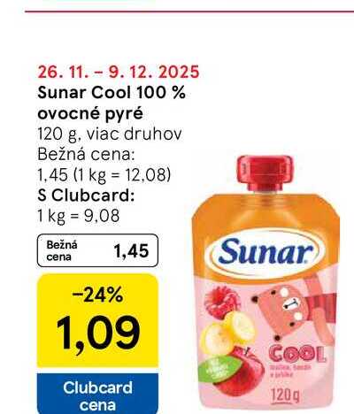 Sunar Cool 100 % ovocné pyré 120 g