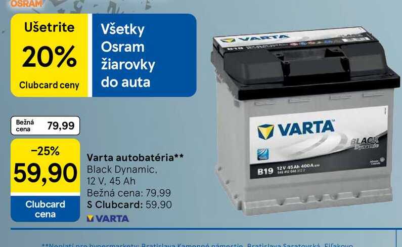 Varta autobatéria Black Dynamic. 12 V. 45 Ah 