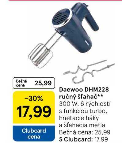 Daewoo DHM228 ručný šľahač 300 W, 6 rýchlostí 