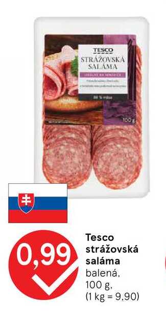 Tesco strážovská saláma balená 100 g