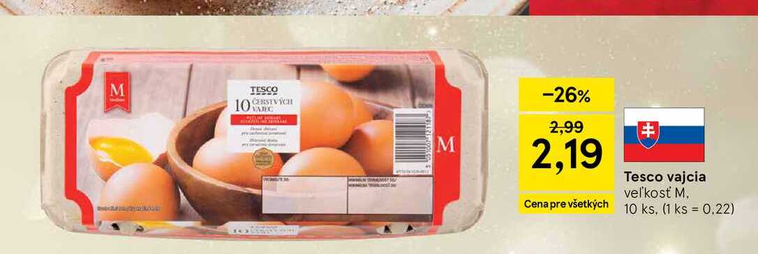 Tesco vajcia veľkosť M 10 ks
