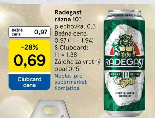Radegast rázna 10° plechovka, 0,5l