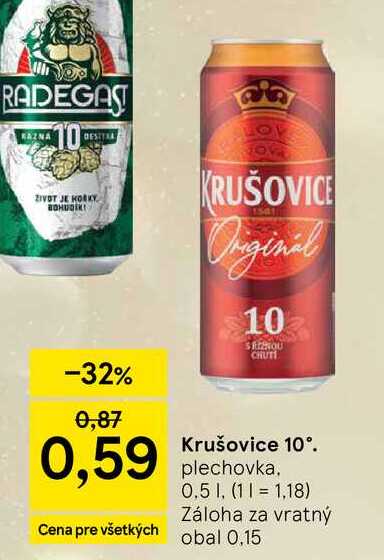 Krušovice 10° plechovka 0.5l